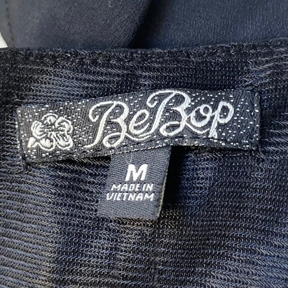 Be Bop Fit and Flair Dress Size Medium Black Purple Pleated Striped New - Picture 7 of 11